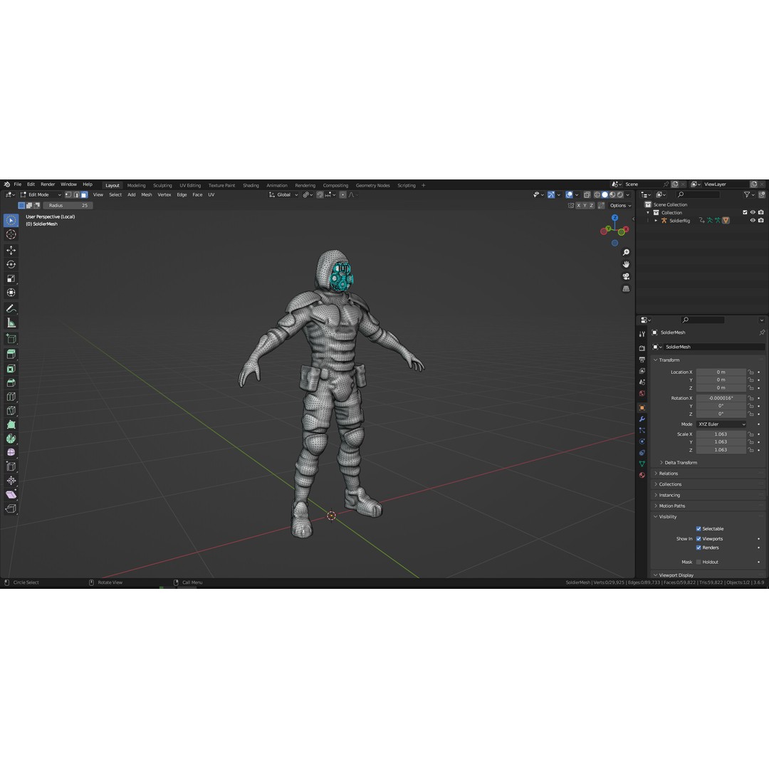 Armored Soldier 3D Model – Low Poly Sci-Fi Character, Rigged, PBR - View 30