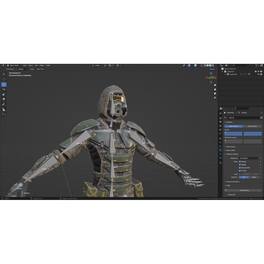 Armored Soldier 3D Model – Low Poly Sci-Fi Character, Rigged, PBR - View 33