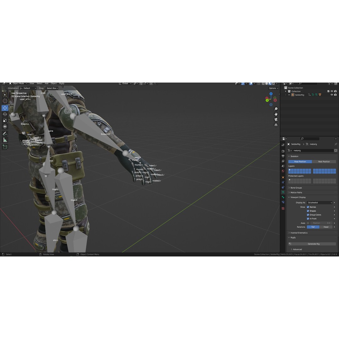 Armored Soldier 3D Model – Low Poly Sci-Fi Character, Rigged, PBR - View 34