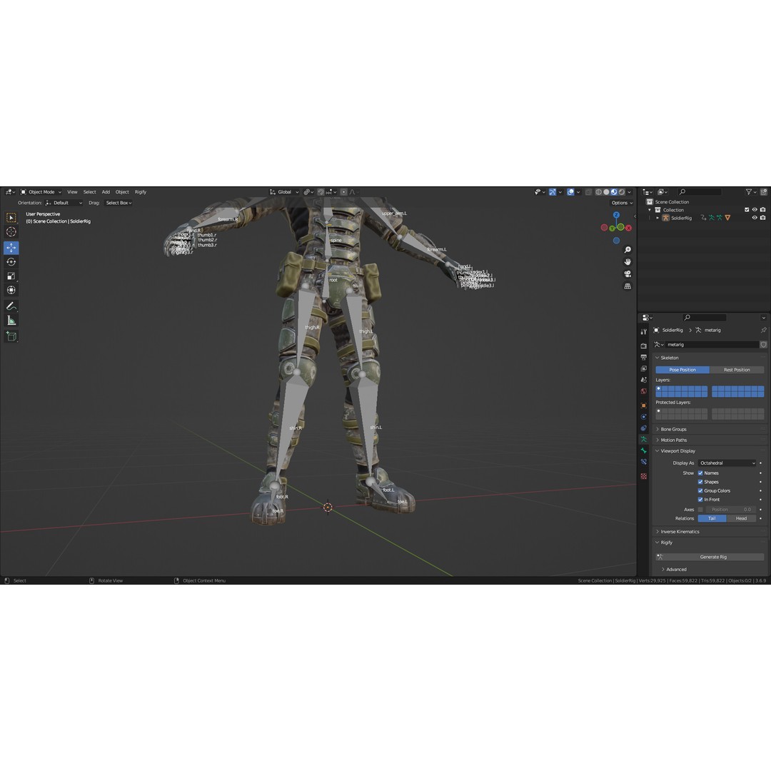Armored Soldier 3D Model – Low Poly Sci-Fi Character, Rigged, PBR - View 35