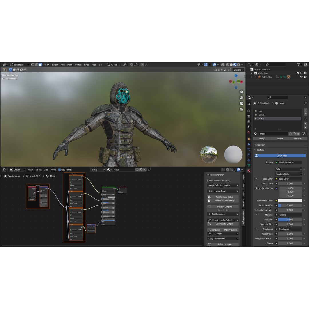 Armored Soldier 3D Model – Low Poly Sci-Fi Character, Rigged, PBR - View 37