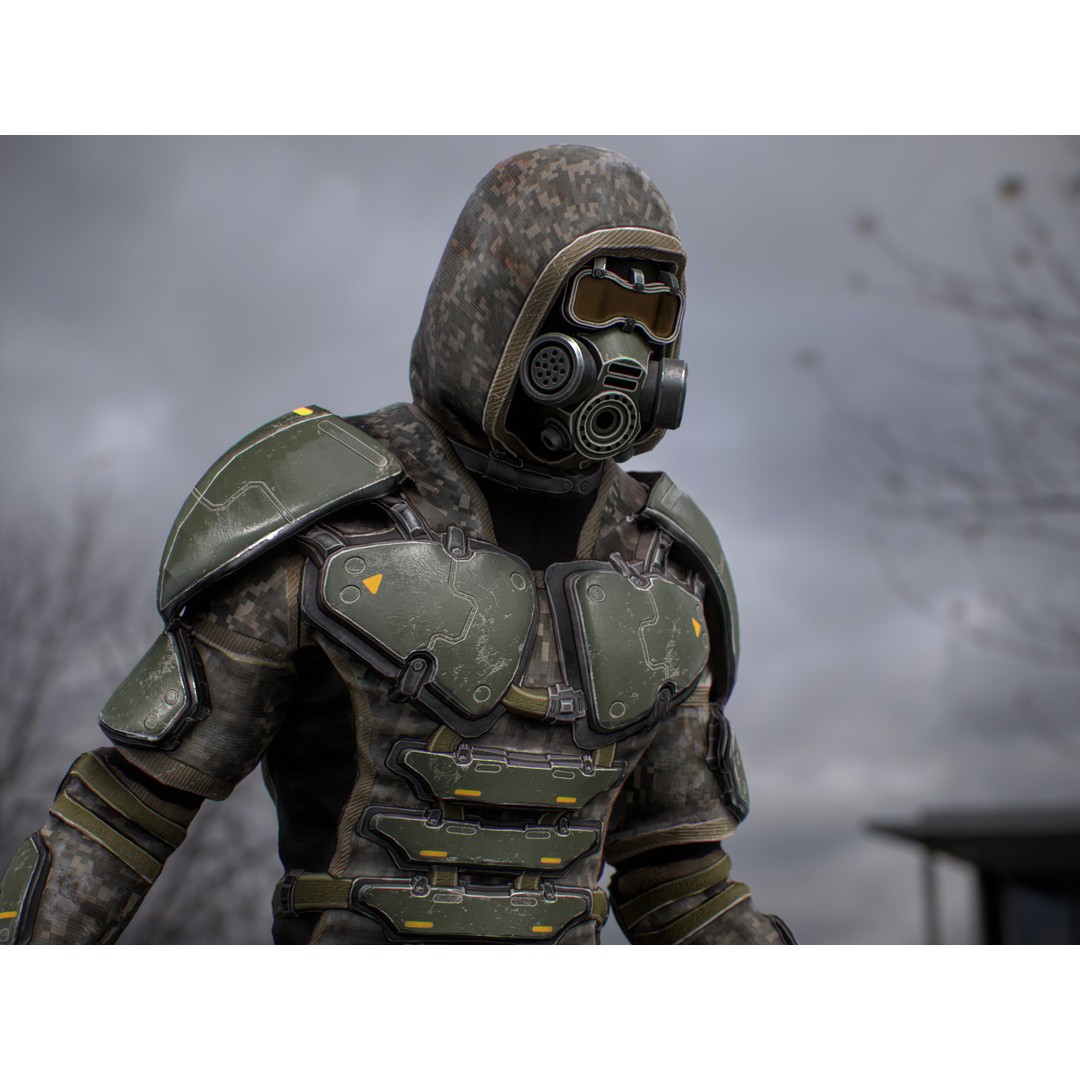 Armored Soldier 3D Model – Low Poly Sci-Fi Character, Rigged, PBR - View 6