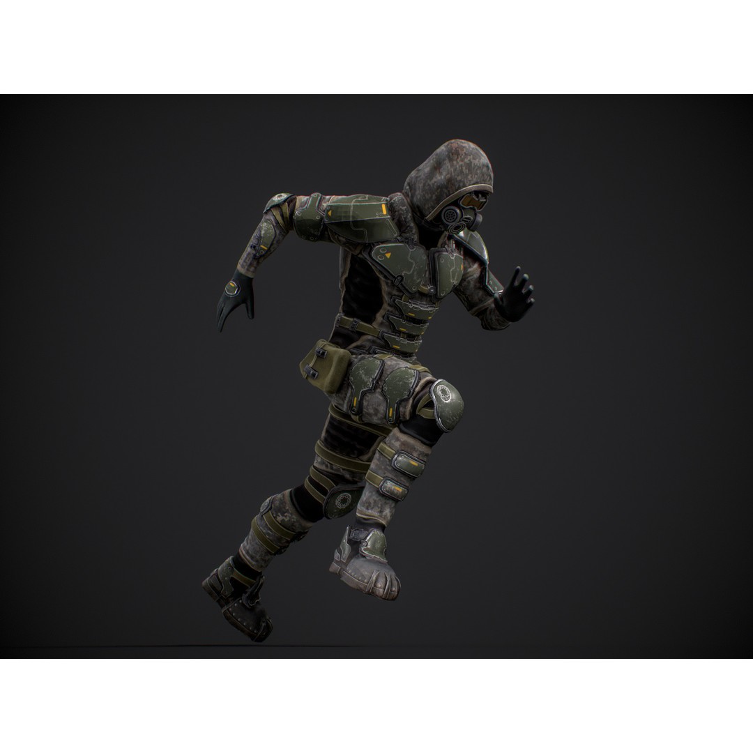 Armored Soldier 3D Model – Low Poly Sci-Fi Character, Rigged, PBR - View 8