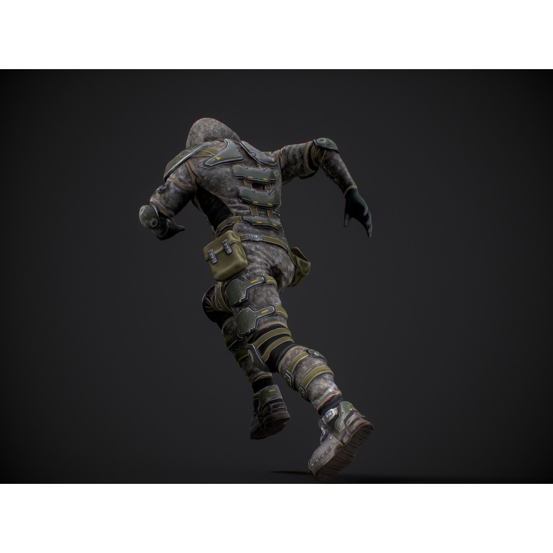 Armored Soldier 3D Model – Low Poly Sci-Fi Character, Rigged, PBR - View 9