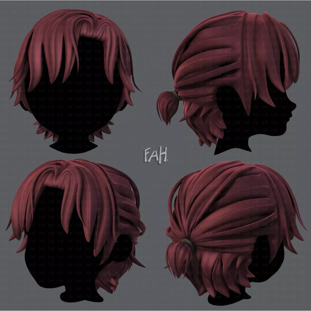 Boy Hair 3D Model – Low Poly Cartoon Hairstyle, FBX, Game Asset - View 2