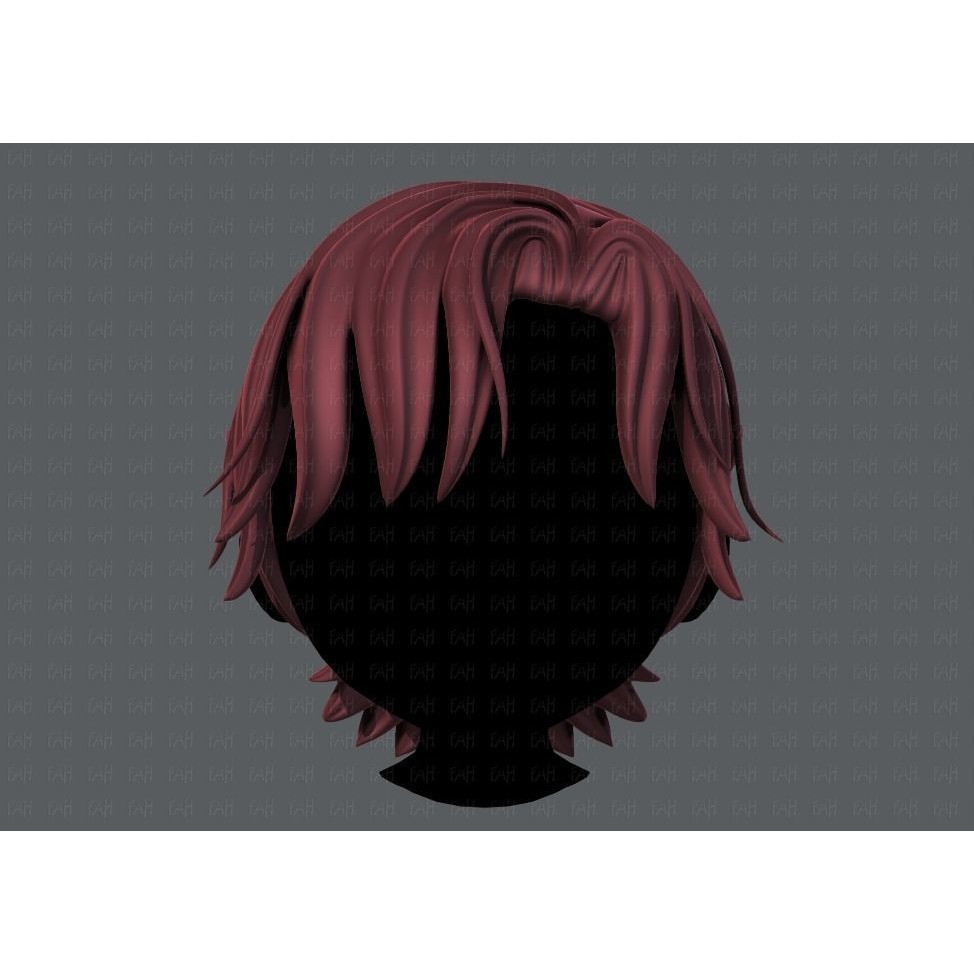 Boy Hair 3D Model – Low Poly Cartoon Hairstyle, FBX, Game Asset - View 3