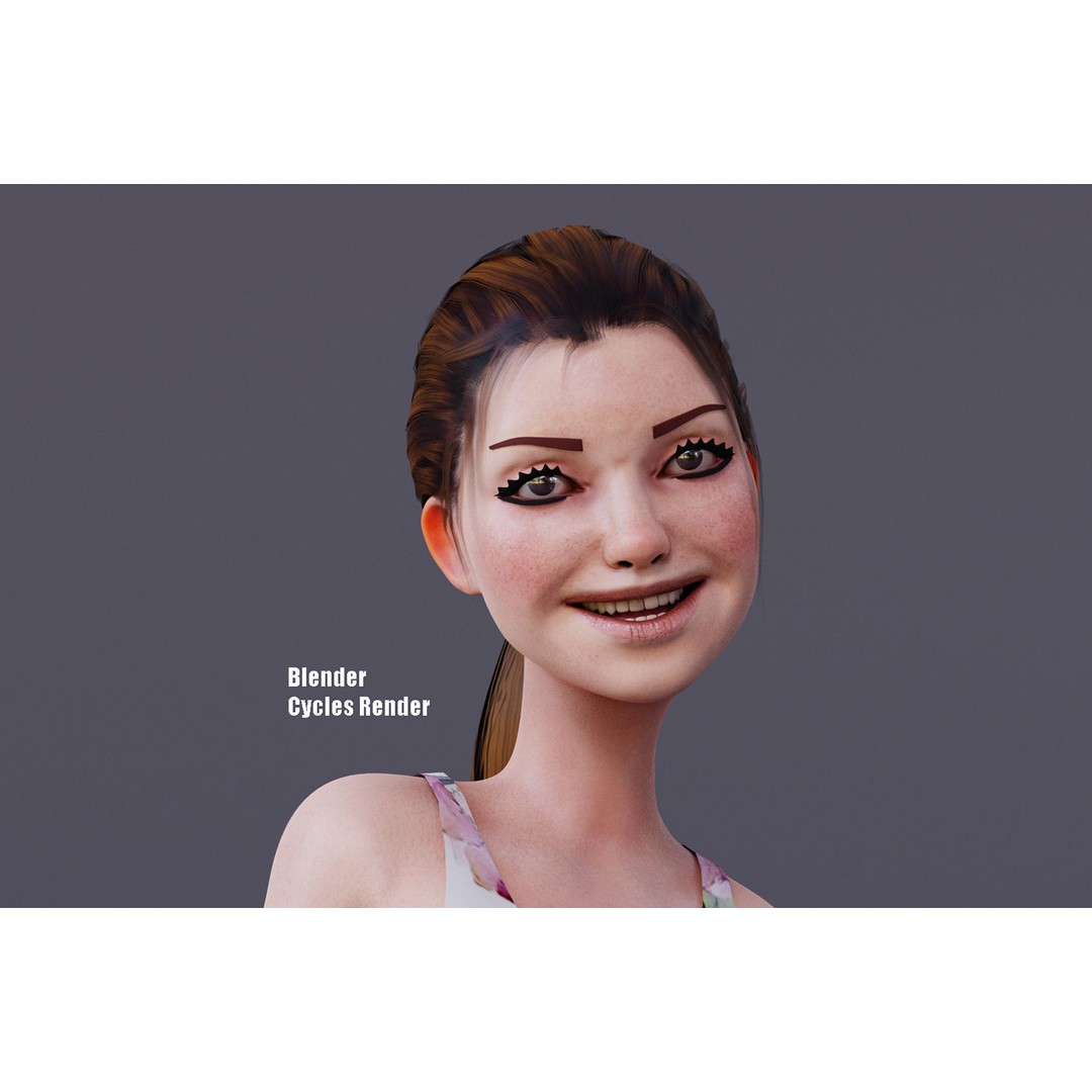 Kristen Cartoon Girl 3D Model – Low Poly Rigged Character for Animation - View 10