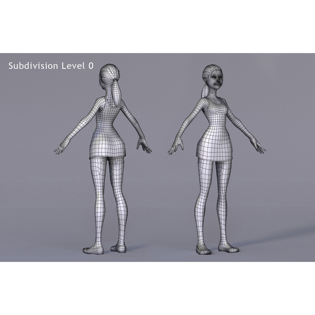 Kristen Cartoon Girl 3D Model – Low Poly Rigged Character for Animation - View 15