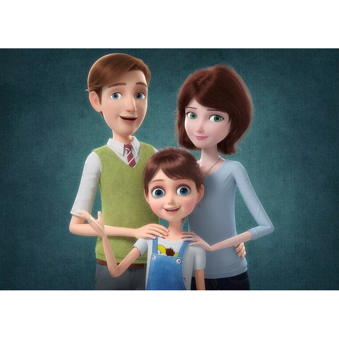 Cartoon Family Rigged 3D Model – High-Quality Characters for Animation - View 2