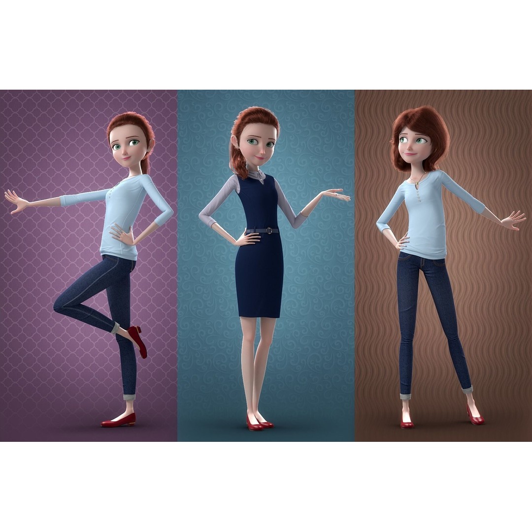 Cartoon Family Rigged 3D Model – High-Quality Characters for Animation - View 3