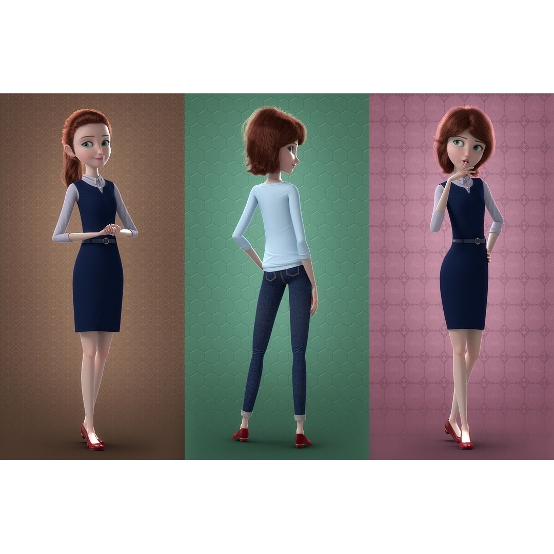 Cartoon Family Rigged 3D Model – High-Quality Characters for Animation - View 4