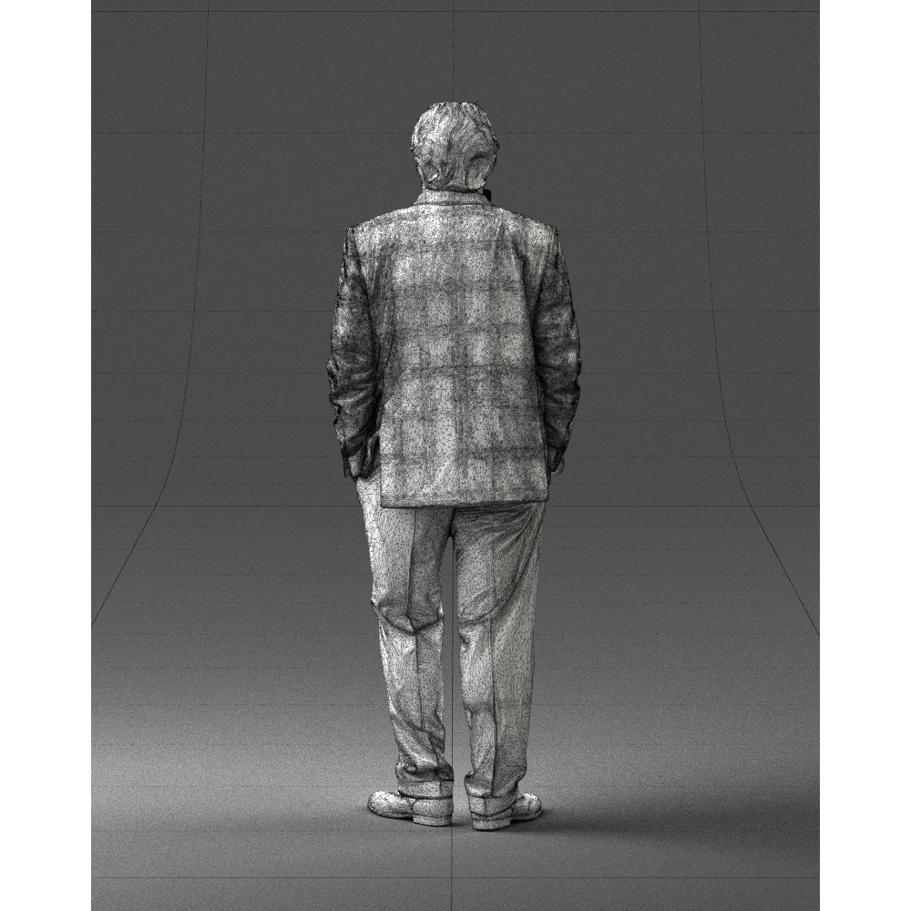 Stylish Man 3D Model – Realistic Elderly Character with Pipe, FBX