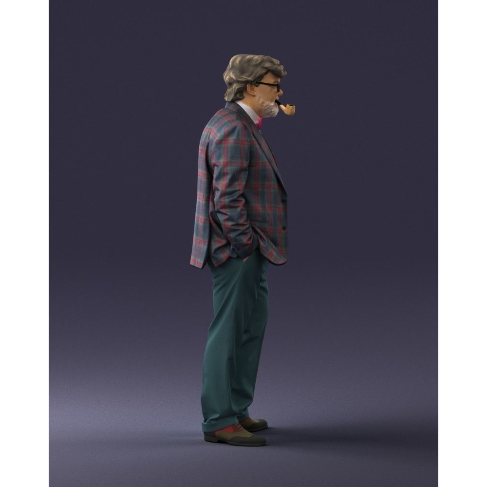 Stylish Man 3D Model – Realistic Elderly Character with Pipe, FBX - View 10