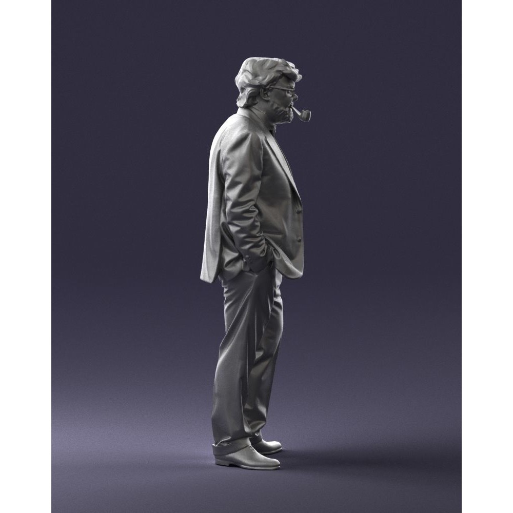 Stylish Man 3D Model – Realistic Elderly Character with Pipe, FBX - View 11