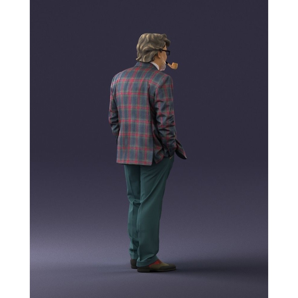 Stylish Man 3D Model – Realistic Elderly Character with Pipe, FBX - View 12
