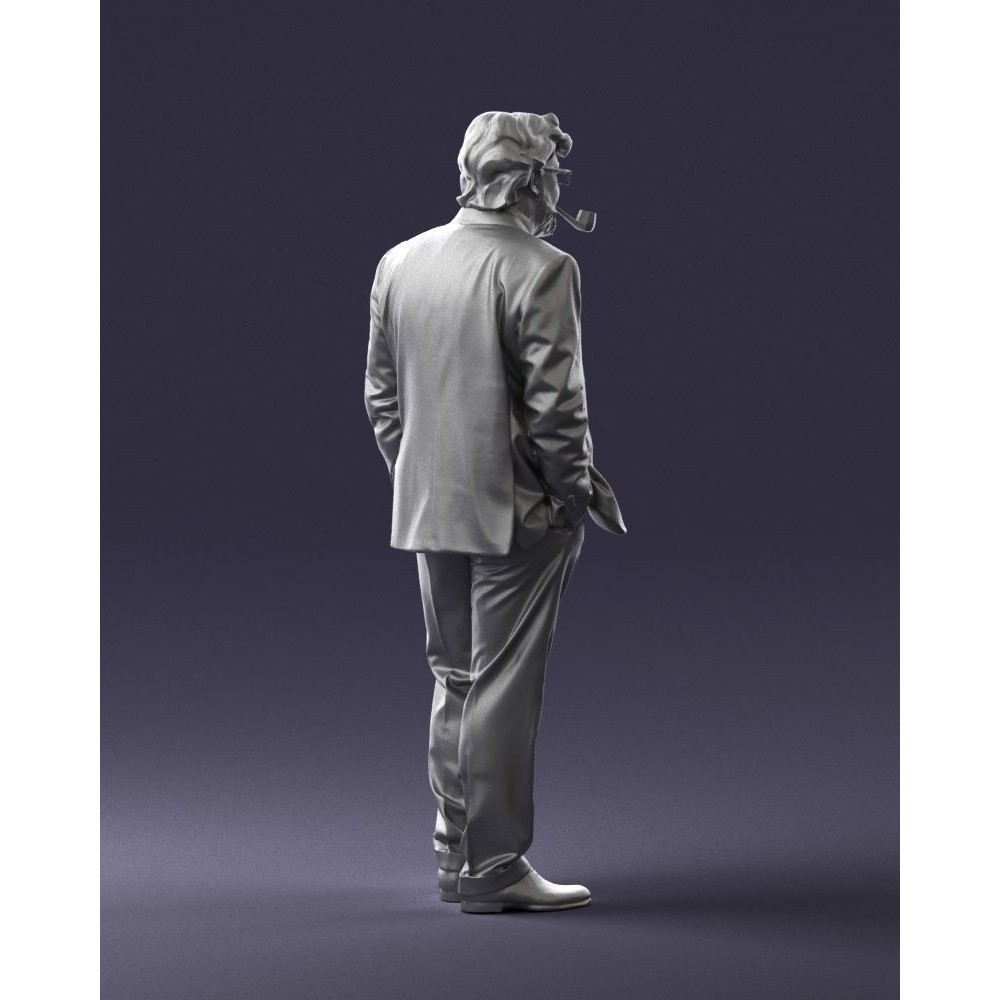 Stylish Man 3D Model – Realistic Elderly Character with Pipe, FBX - View 13