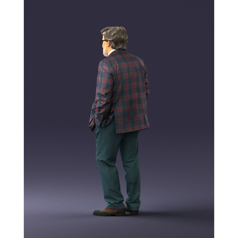 Stylish Man 3D Model – Realistic Elderly Character with Pipe, FBX - View 16