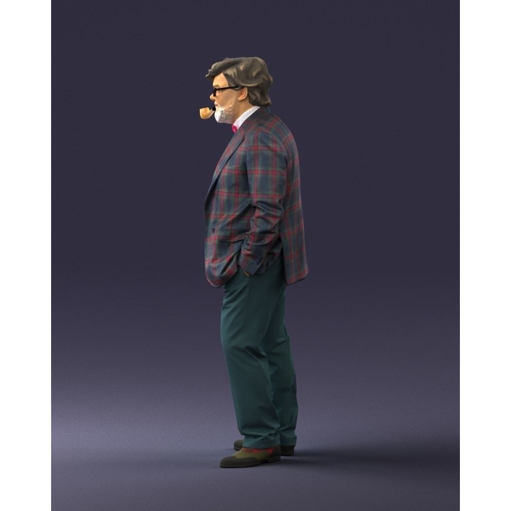 Stylish Man 3D Model – Realistic Elderly Character with Pipe, FBX - View 18
