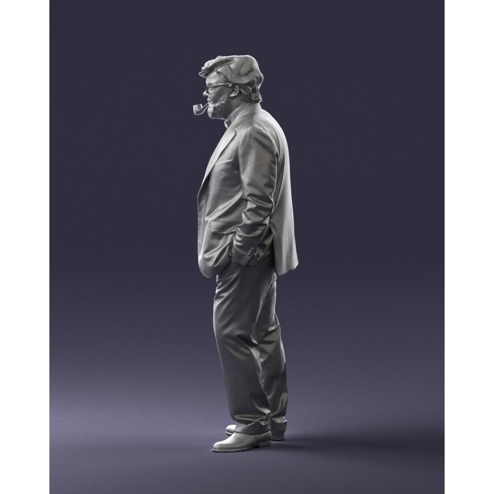 Stylish Man 3D Model – Realistic Elderly Character with Pipe, FBX - View 19