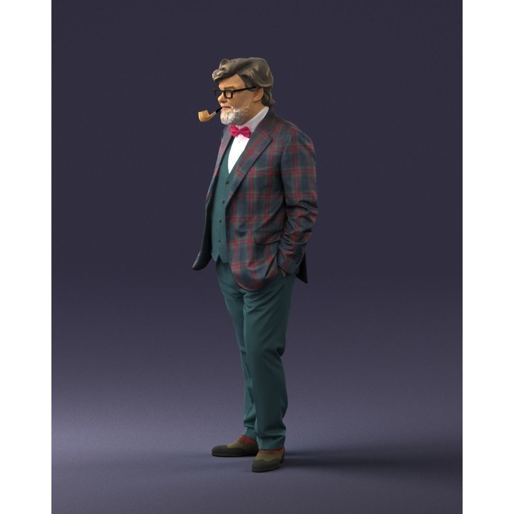 Stylish Man 3D Model – Realistic Elderly Character with Pipe, FBX - View 20