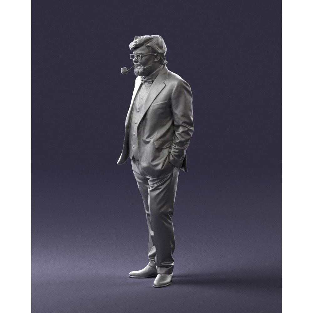 Stylish Man 3D Model – Realistic Elderly Character with Pipe, FBX - View 21