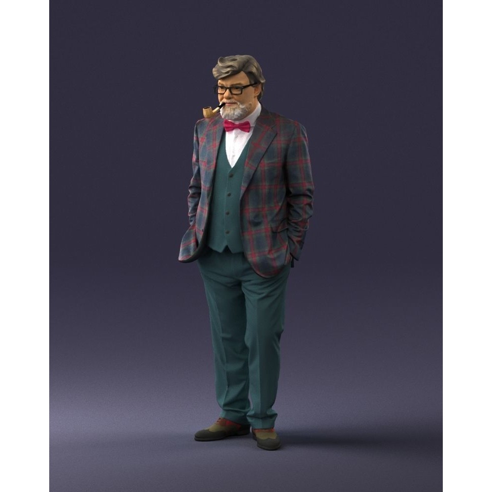 Stylish Man 3D Model – Realistic Elderly Character with Pipe, FBX - View 22