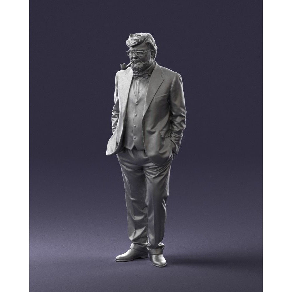 Stylish Man 3D Model – Realistic Elderly Character with Pipe, FBX - View 23
