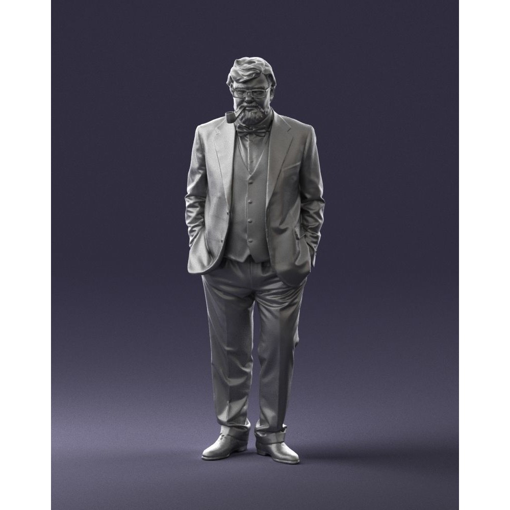 Stylish Man 3D Model – Realistic Elderly Character with Pipe, FBX - View 25