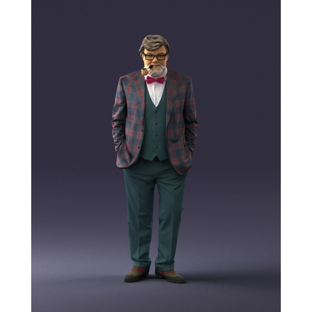Stylish Man 3D Model – Realistic Elderly Character with Pipe, FBX - View 26