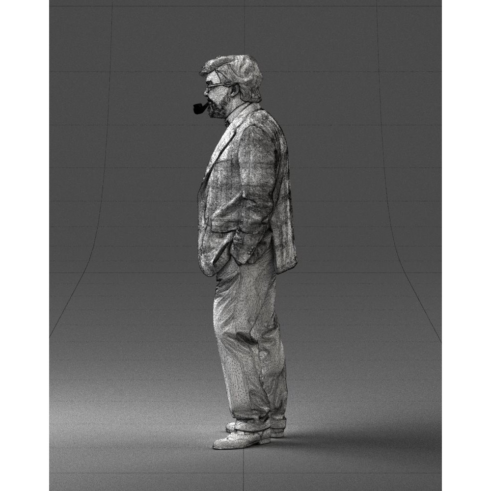 Stylish Man 3D Model – Realistic Elderly Character with Pipe, FBX - View 28