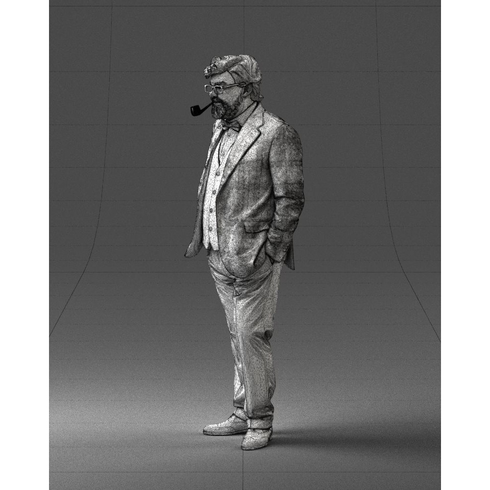 Stylish Man 3D Model – Realistic Elderly Character with Pipe, FBX - View 29