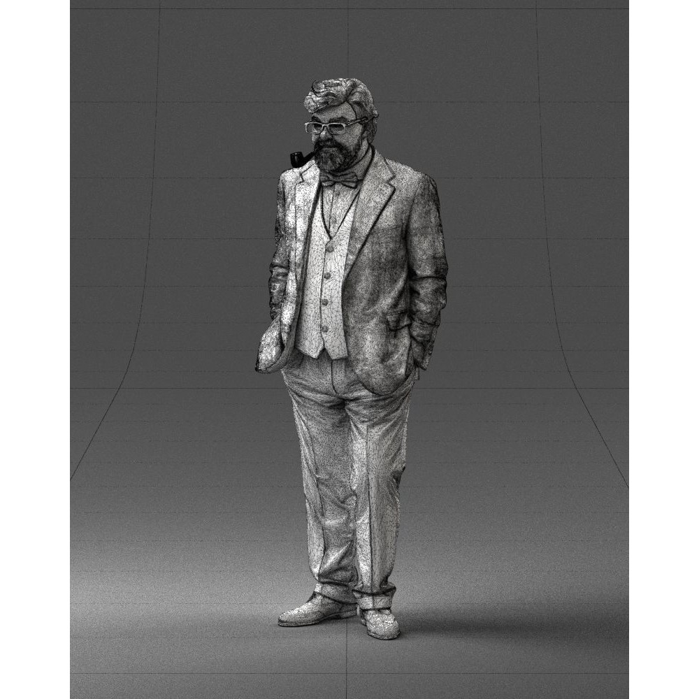 Stylish Man 3D Model – Realistic Elderly Character with Pipe, FBX - View 31