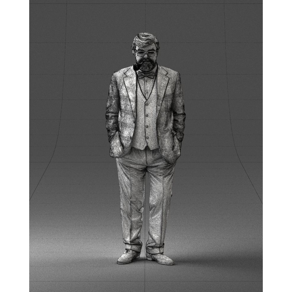 Stylish Man 3D Model – Realistic Elderly Character with Pipe, FBX - View 33