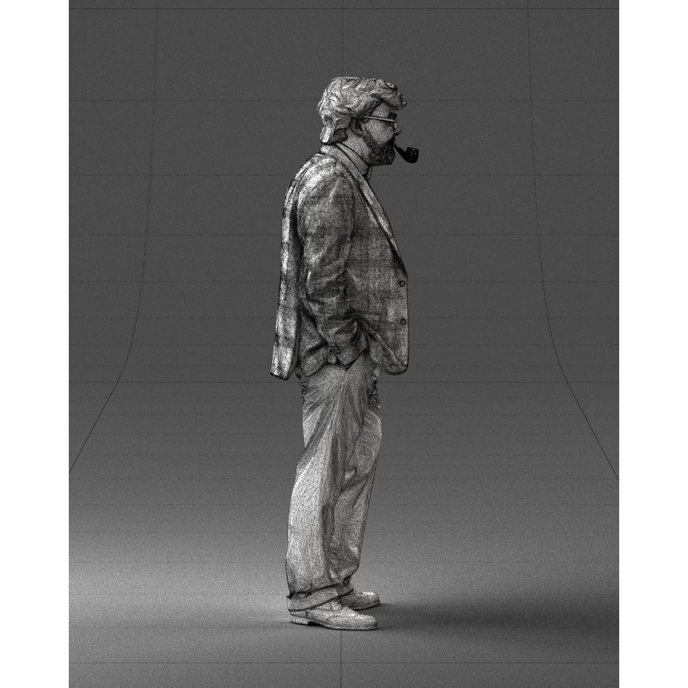 Stylish Man 3D Model – Realistic Elderly Character with Pipe, FBX - View 34