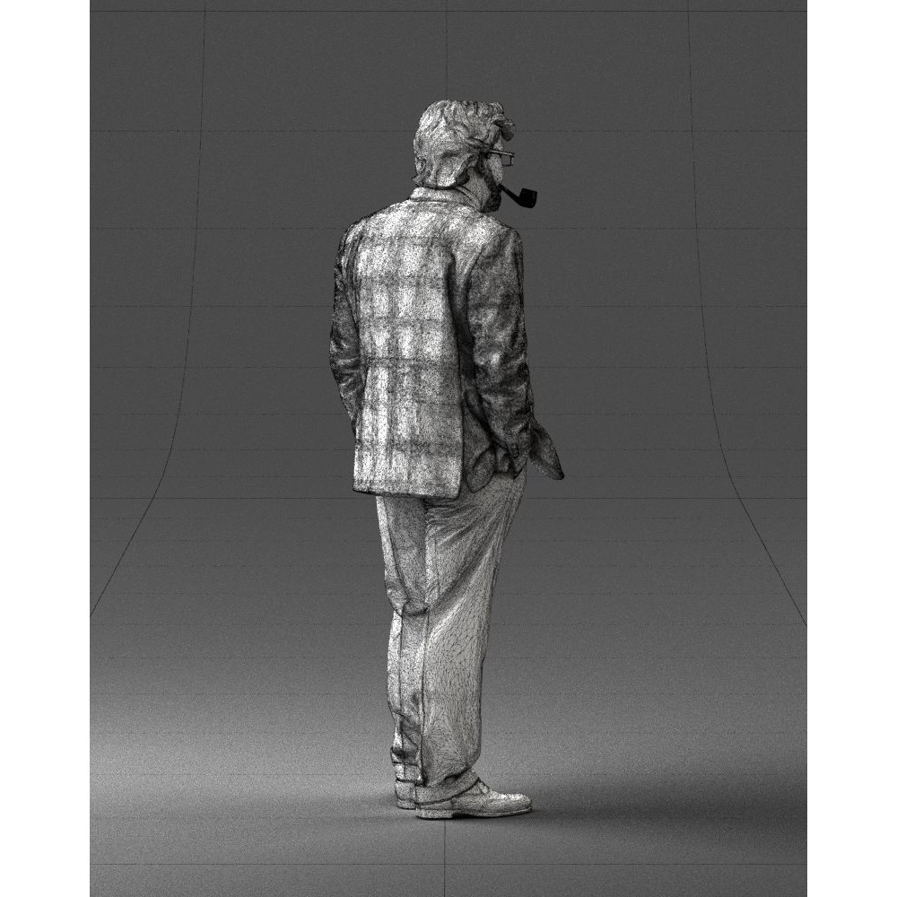 Stylish Man 3D Model – Realistic Elderly Character with Pipe, FBX - View 35