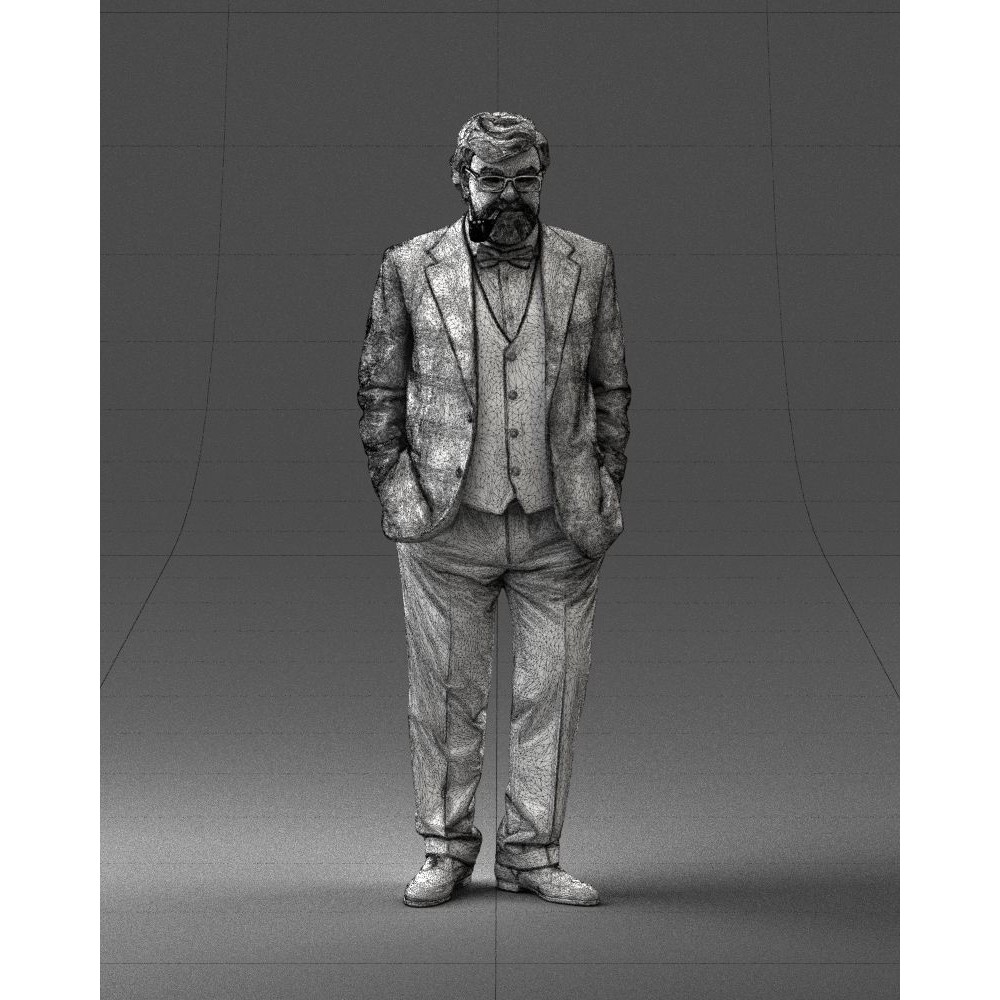 Stylish Man 3D Model – Realistic Elderly Character with Pipe, FBX - View 36