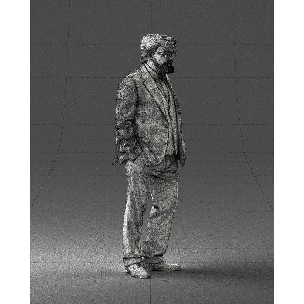 Stylish Man 3D Model – Realistic Elderly Character with Pipe, FBX - View 37