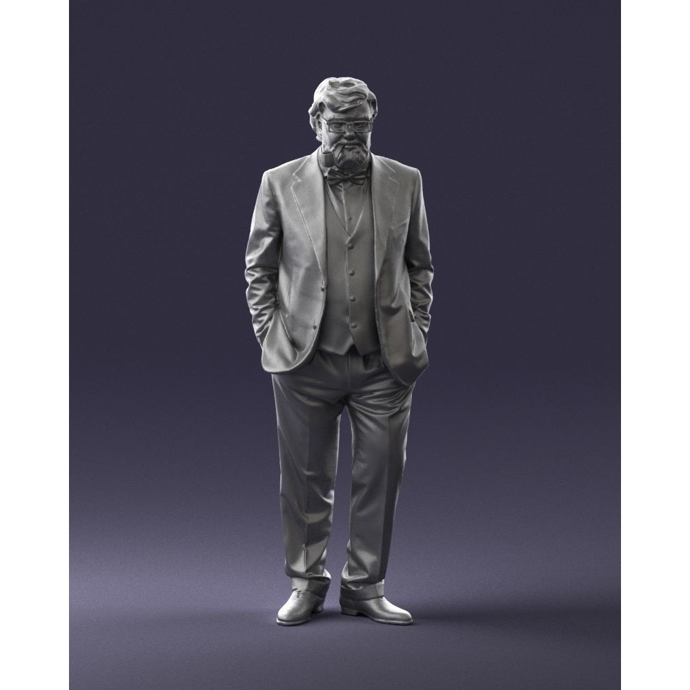 Stylish Man 3D Model – Realistic Elderly Character with Pipe, FBX - View 5