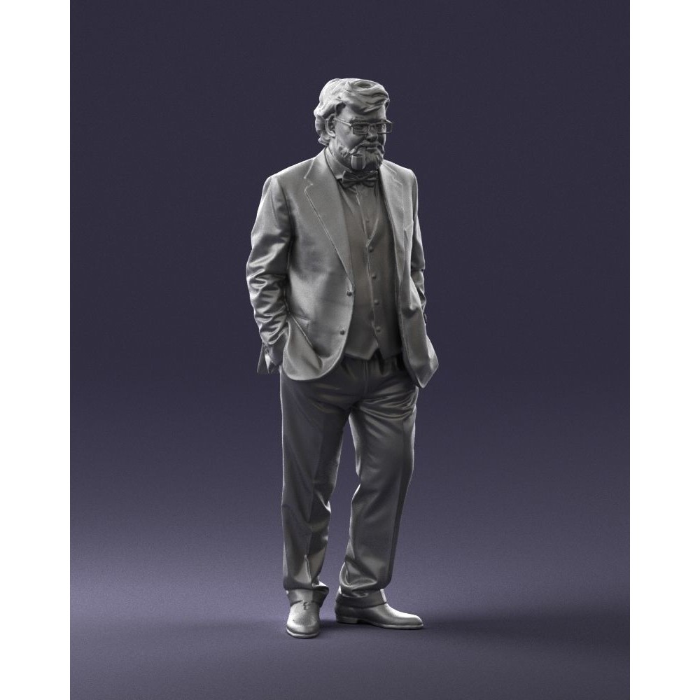 Stylish Man 3D Model – Realistic Elderly Character with Pipe, FBX - View 7