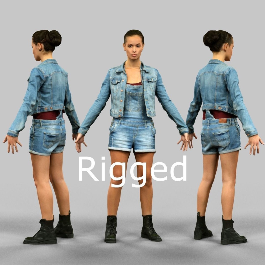 Rigged Female Character 3D Model – Low Poly Game Asset, FBX & OBJ - View 13