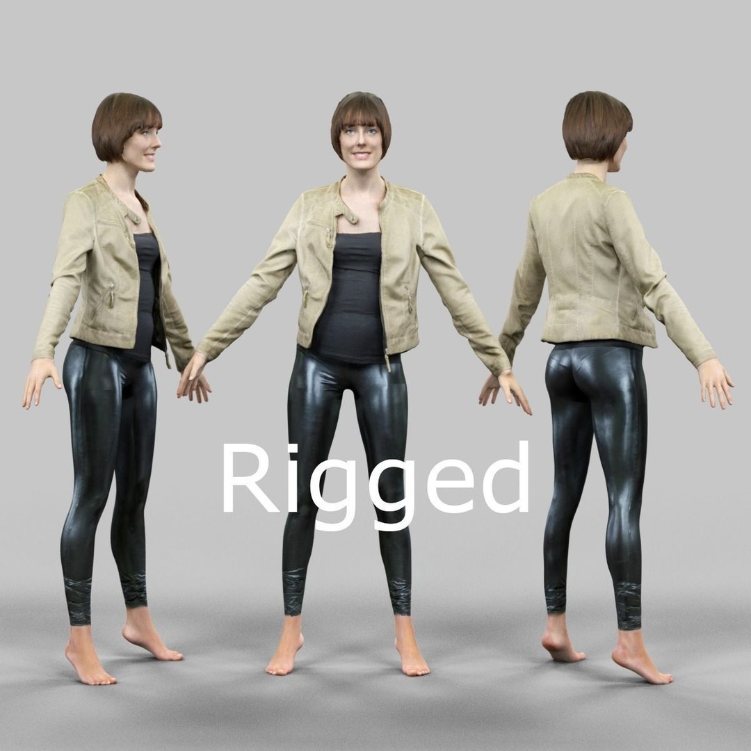 Rigged Female Character 3D Model – Low Poly Game Asset, FBX & OBJ - View 14