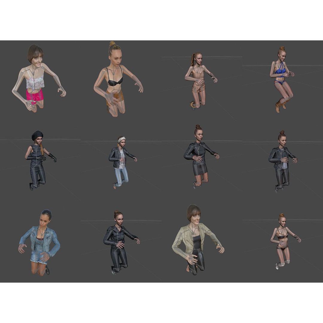 Rigged Female Character 3D Model – Low Poly Game Asset, FBX & OBJ - View 3