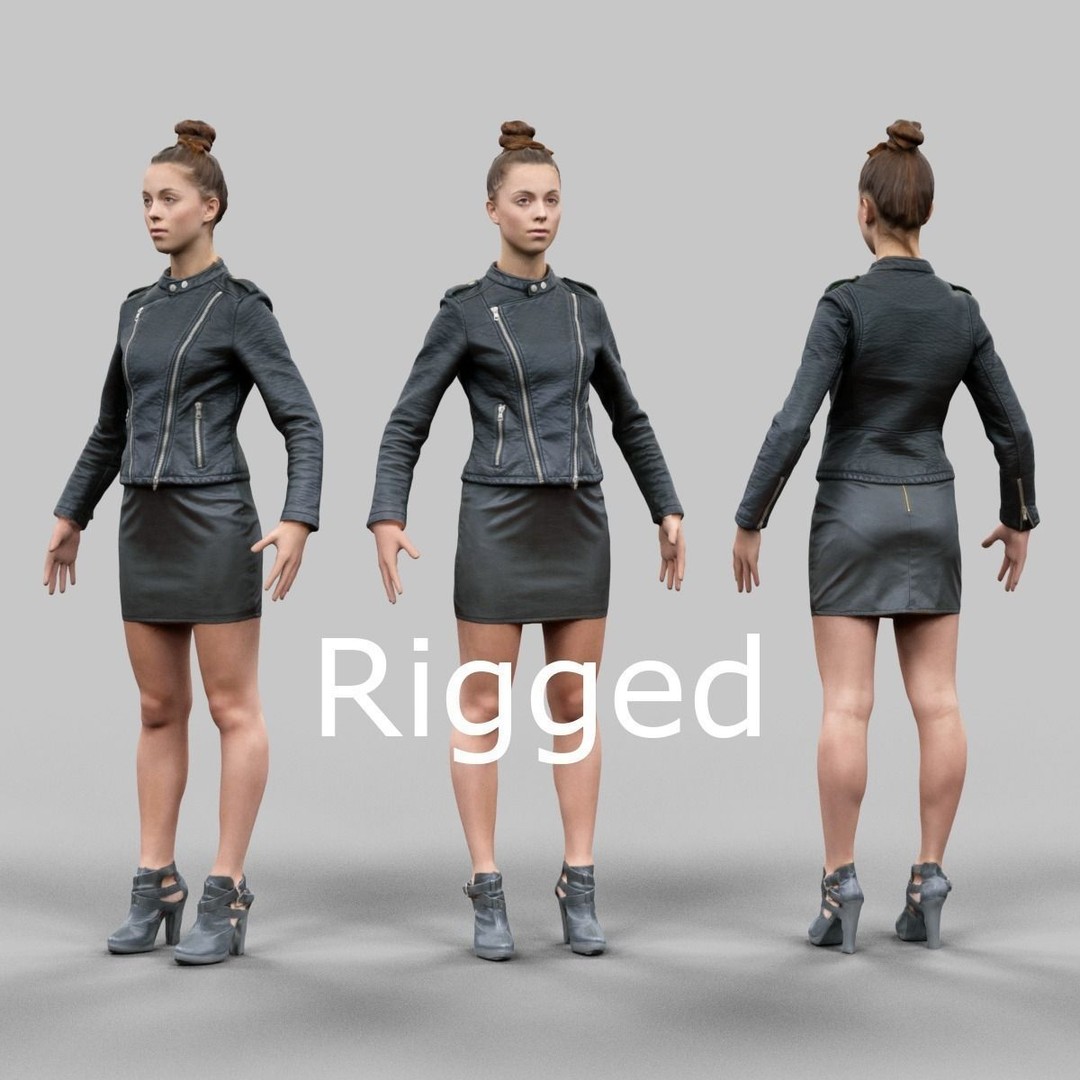 Rigged Female Character 3D Model – Low Poly Game Asset, FBX & OBJ - View 6