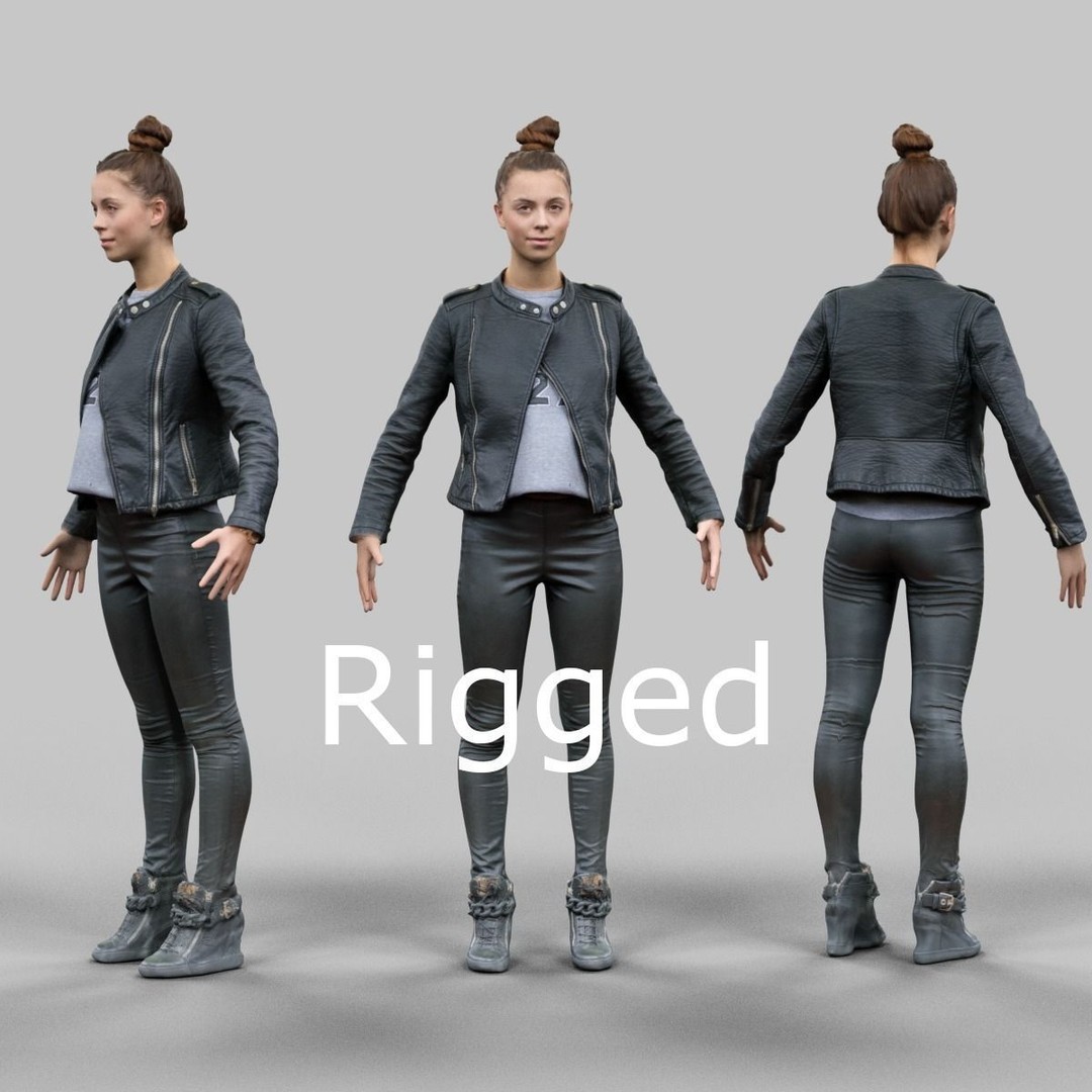 Rigged Female Character 3D Model – Low Poly Game Asset, FBX & OBJ - View 8