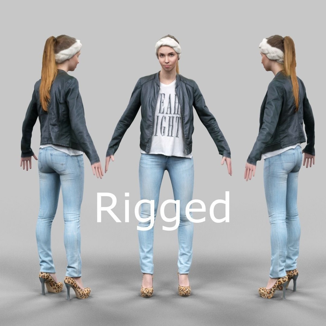 Rigged Female Character 3D Model – Low Poly Game Asset, FBX & OBJ - View 9