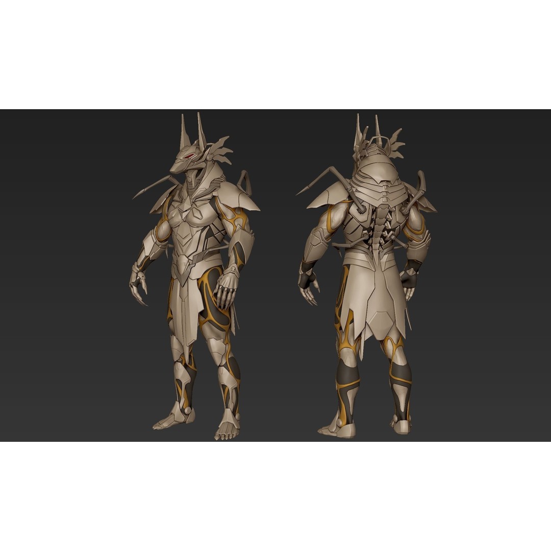 Anubis Cyber Suit 3D Model – High Poly Zbrush Sculpt, ZTL and OBJ Formats