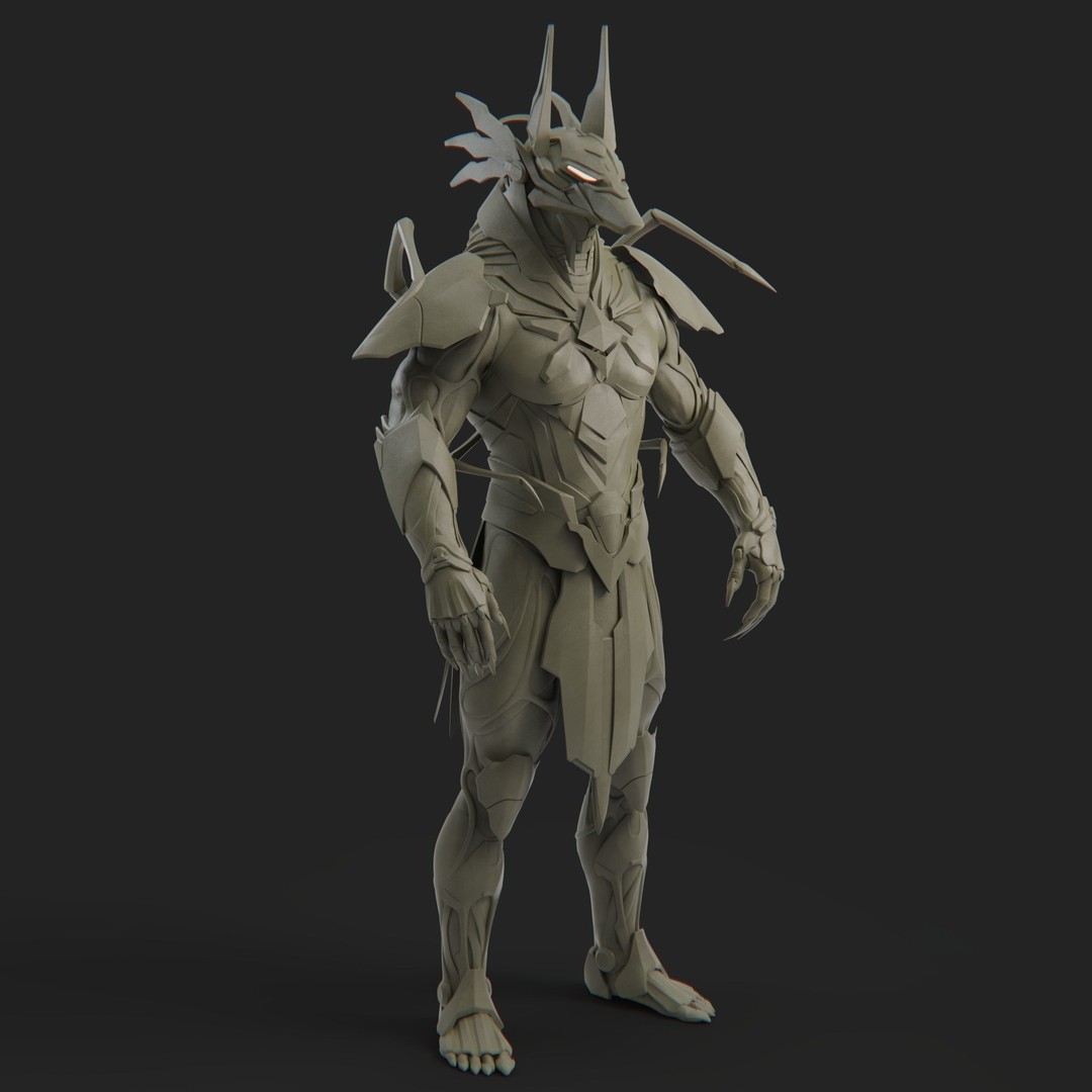 Anubis Cyber Suit 3D Model – High Poly Zbrush Sculpt, ZTL and OBJ Formats - View 3