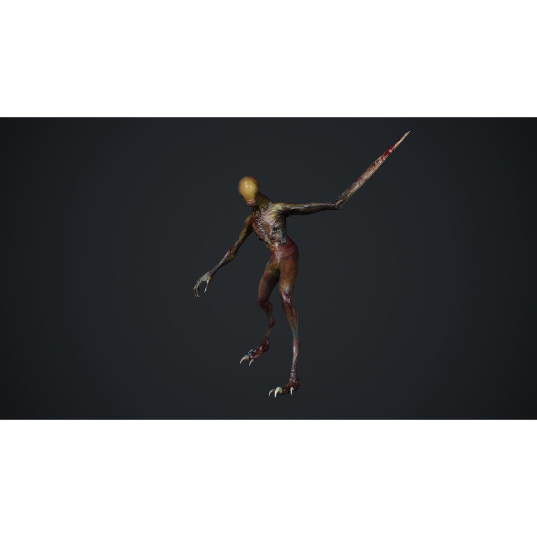 Mutant Zombie 3D Model – Low Poly Rigged Character with PBR Textures - View 17
