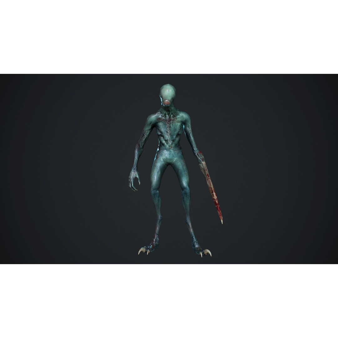 Mutant Zombie 3D Model – Low Poly Rigged Character with PBR Textures - View 20