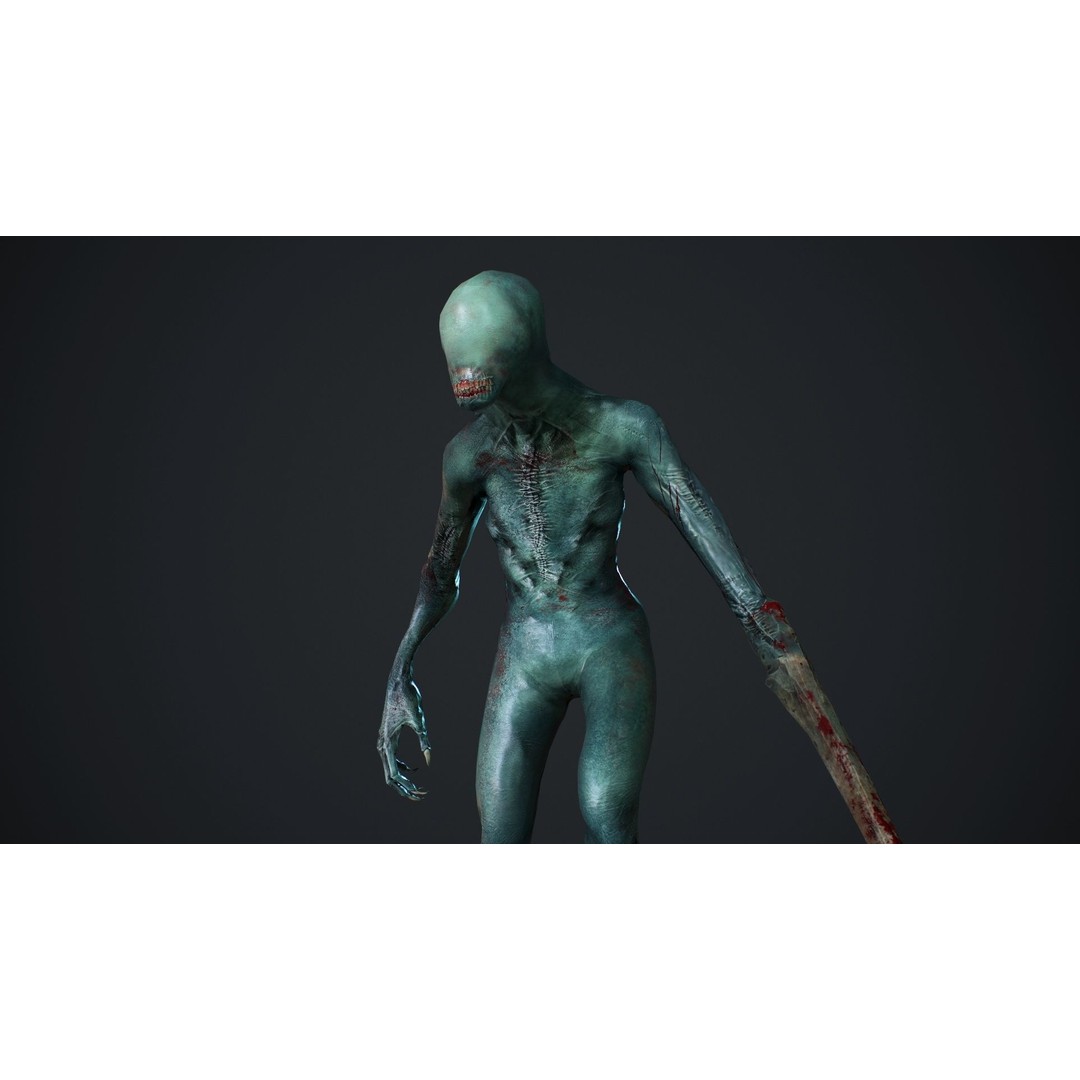 Mutant Zombie 3D Model – Low Poly Rigged Character with PBR Textures - View 21